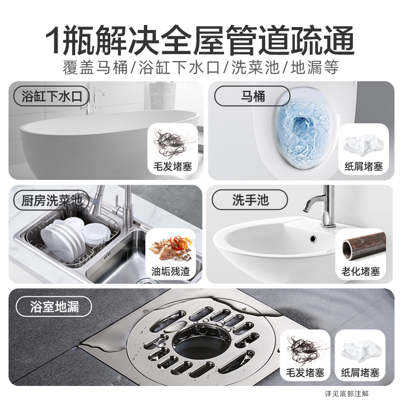 威王下水道疏通剂强力疏通溶解厨房管道油污厕所马桶堵塞除臭神器