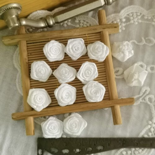 1cm10个价复古手工DIY仿真玫瑰丝带绢花发饰配饰品缎带装饰花720 - 图3