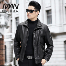 Henning new genuine leather leather clothes mens standing for casual leather jacket short head layer of cow leather thin leather jacket autumn