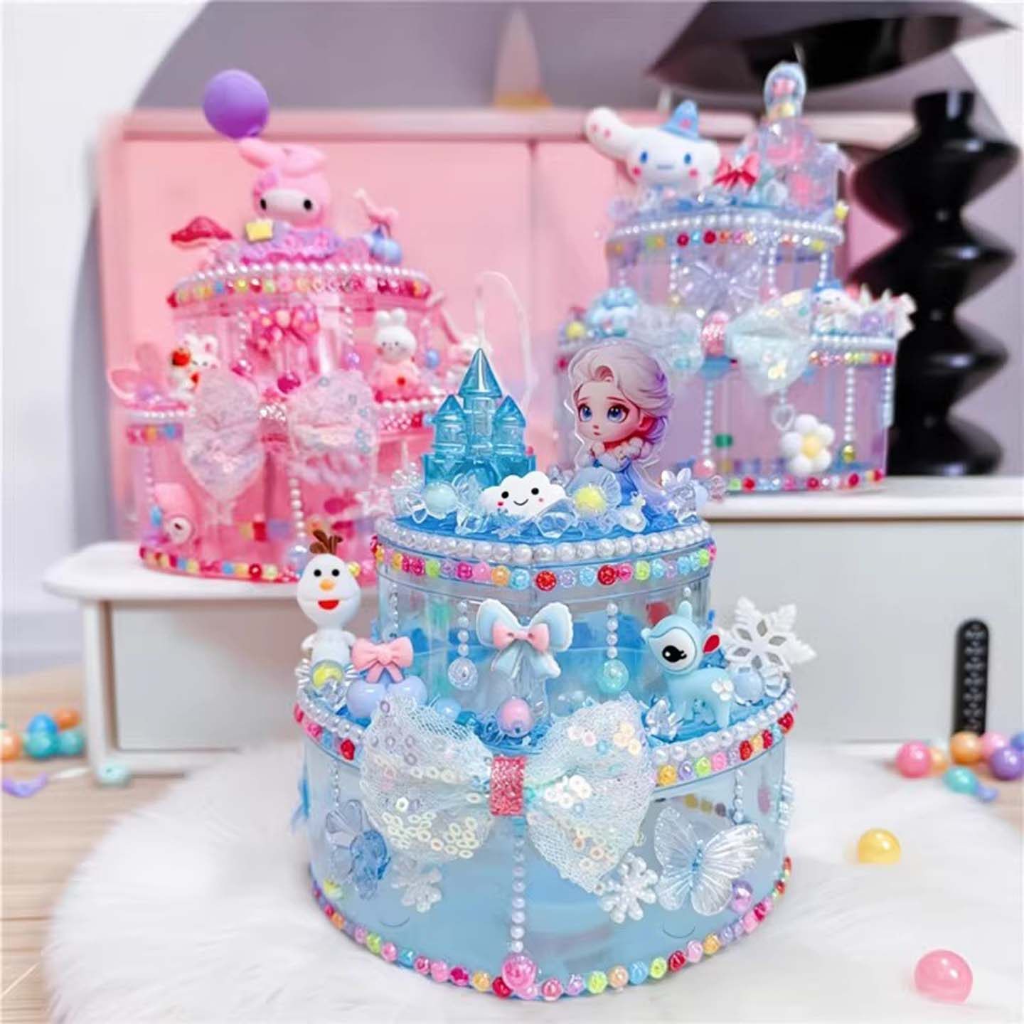 儿童手工DIY奶油胶双层爱心首饰盒三立鸥收纳盒糖果盒女孩子玩具,淘宝优惠券,粉丝福利购,淘宝优惠卷