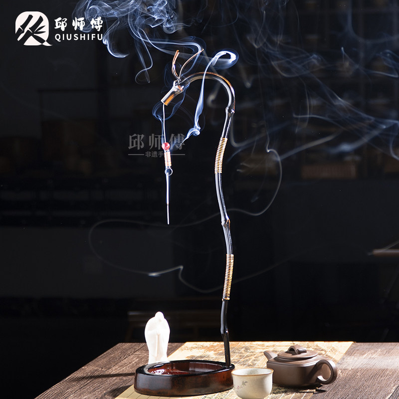 邱师傅竹木大漆竹制龙头造型茶道挂香炉室内香薰炉香道香器底座,淘宝优惠券,粉丝福利购,淘宝优惠卷