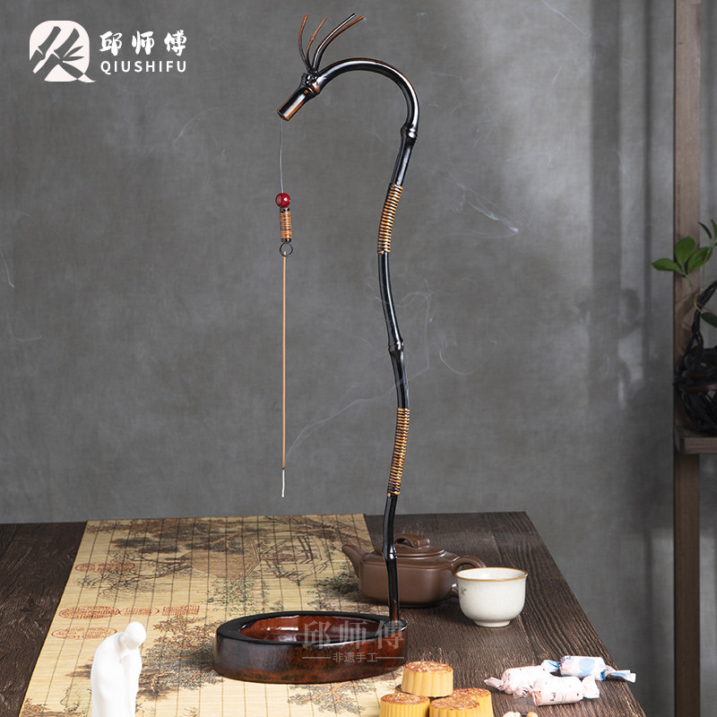 邱师傅竹木大漆竹制龙头造型茶道挂香炉室内香薰炉香道香器底座,淘宝优惠券,粉丝福利购,淘宝优惠卷