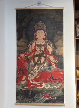 竹木竹编竹帘挂画高山流水图国画