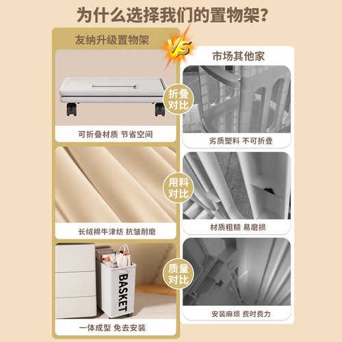 办公室桌下置物架工位放包收纳筐带轮小推车书包宿舍可移动收纳架 - 图0