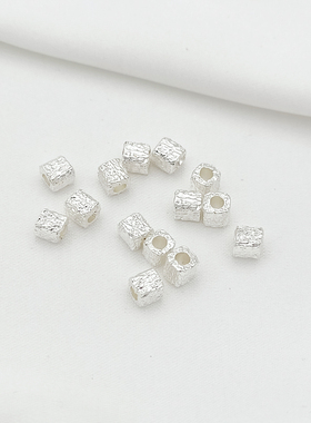 强保色银18K包金白K树纹方形隔珠