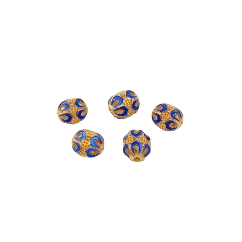 强保色14K包金滴油景泰蓝烧蓝蕾丝如意锁通孔隔珠手工DIY散珠圆球 - 图3