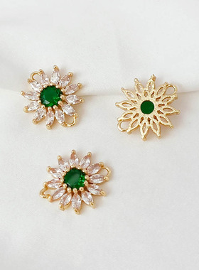 14K包金保色镶嵌锆石小雏菊双吊