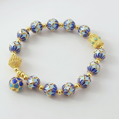 强保色18K景泰蓝西瓜隔珠散珠子diy烧蓝配件手工串珠手链首饰配件 - 图0
