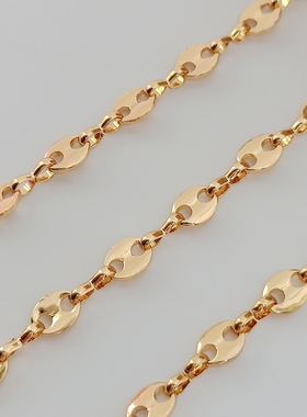 14k包金保色猪鼻双孔5mm散链diy