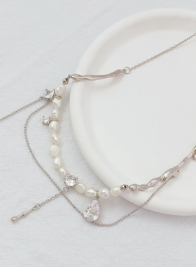 强保色镶锆不规则连接半成品项链