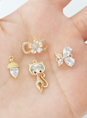 微镶锆石松果小鹿蝴蝶五叶花吊坠