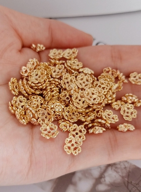 diy14k包金保色镂空隔珠片花托