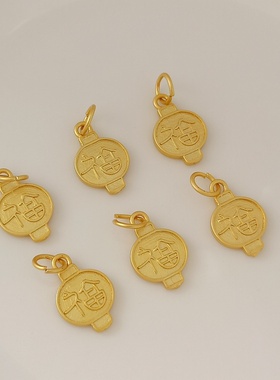 diy古法金福字手链饰品配件吊坠
