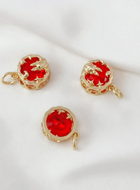 保色镶锆石兔子扁圆形吊坠