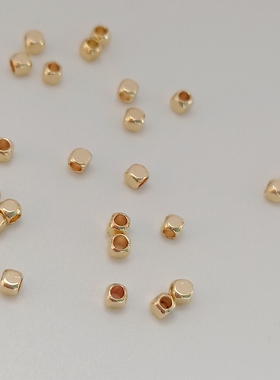 14k包金隔珠切角方形骰子