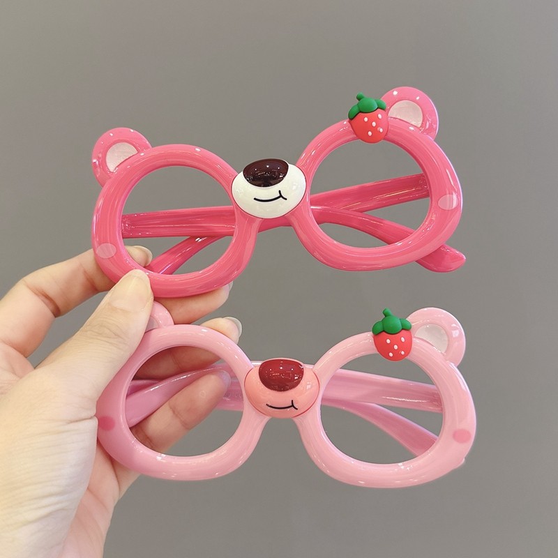 儿童眼镜框女童可爱草莓熊眼镜架宝宝卡通小熊硅胶软腿玩具眼镜潮,淘宝优惠券,粉丝福利购,淘宝优惠卷
