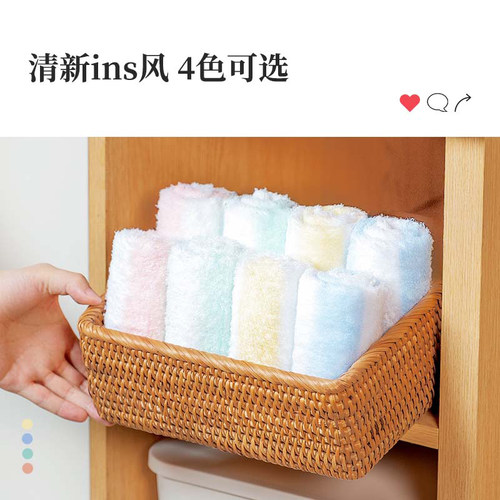 uchino内野全棉清新条纹方巾4条装抑菌柔软吸水洗脸巾儿童小毛巾 - 图2