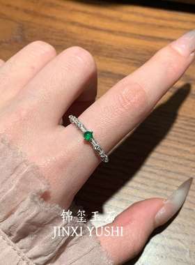 天然A货翡翠s925银戒指女款时尚百搭饰品礼物送女友