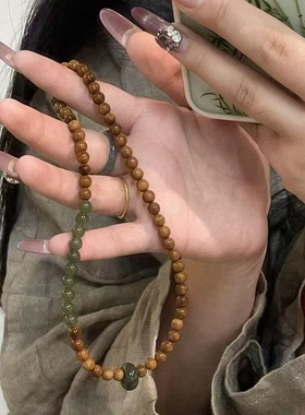 天然库克搭配和田玉双圈手串女招财纳福新中式国风文玩佛珠手链