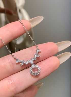 天然水沫玉s925纯银项链配饰女轻奢高级时尚设计锁骨链送朋友礼物