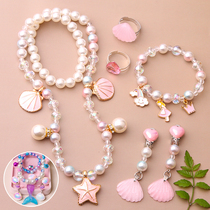 Children Shells Necklace Fish Tail Princess Little Girl Ornaments Baby Cartoon Bracelet Earrings Jewellery Gift