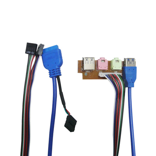 3.0版 主机箱QH-02A前置面板USB+音频 挡板线USB 3.0+3.5mm扩展卡 - 图1