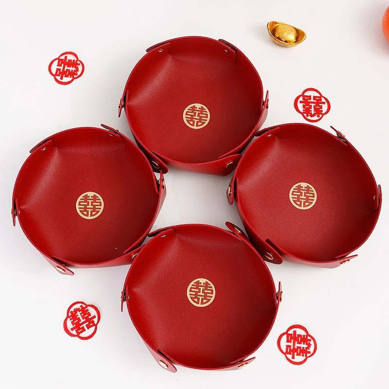 皮质早生贵子婚庆红色果盘压床喜糖摆件订婚装饰布置结婚用品新款,淘宝优惠券,粉丝福利购,淘宝优惠卷