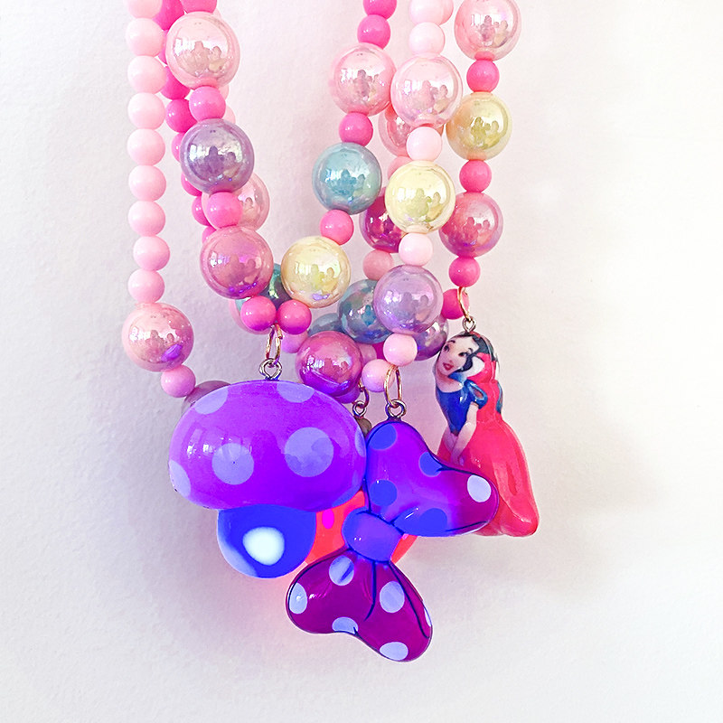 卡通儿童首饰套装项链耳夹手链戒指 啊喔鹅项链