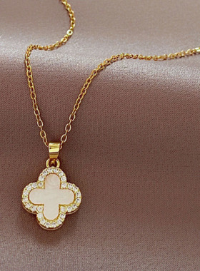 四叶草夏季时尚香风气质项链轻奢单面锁骨学生版