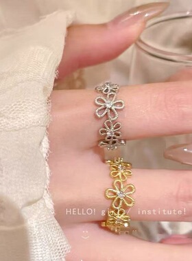 复古镂空蕾丝花朵戒指女款轻奢感小众设计食指戒时尚百搭指环