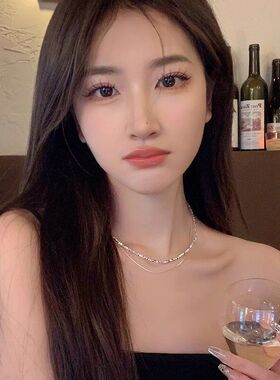 碎银子极细项链轻奢小众设计双层细闪叠戴锁骨链女高级感颈链配饰