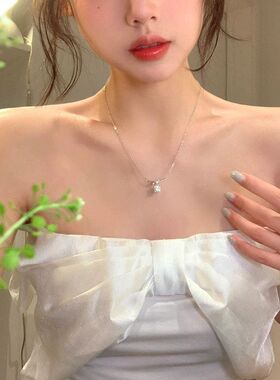 精致爆闪锆石缠绕方糖项链女轻奢高级感锁骨链2026年新款爆款颈链