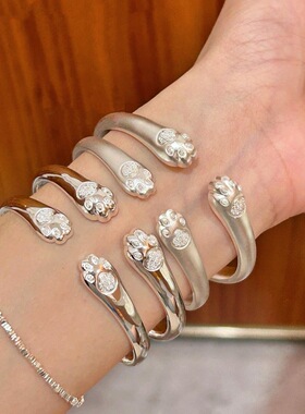 猫爪手镯女招财纳福小众闺蜜开口镯实心新年礼物