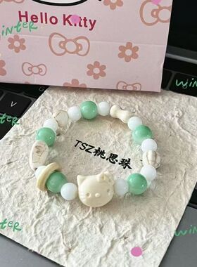 小清新甜美饼干猫咪手链女彩色串珠小众中式气质百搭设计手串手饰