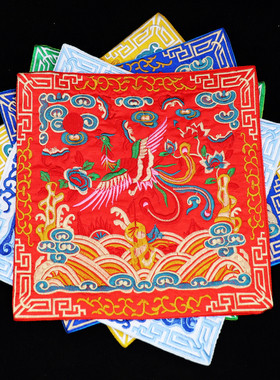 清朝官补子官服刺绣花绣片装饰方形民族风图案布贴补丁贴花中国风