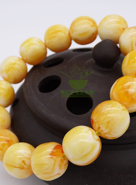 佛珠念珠琥珀白雪山蜜蜡药珀