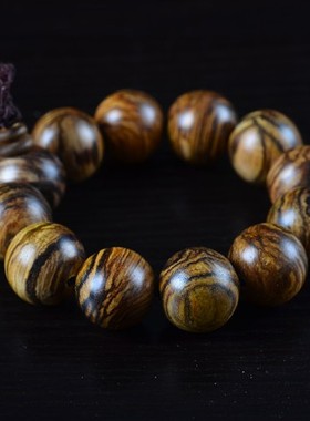 印尼虎斑纹花奇楠木类似送礼手链