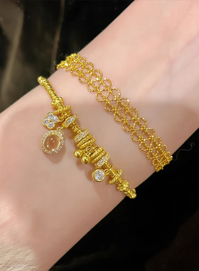 沙金龙心盘缠串珠手链女款轻奢小众精致高级感手串转运珠闺蜜手饰