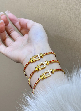 本命年红绳手链轻奢小众精致编织手绳女生马蹄扣红色手饰马年礼物