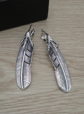 纯银吊坠复古鹰爪羽毛时尚潮饰
