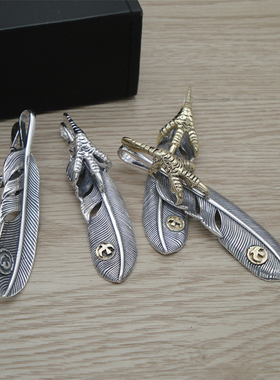 纯银吊坠复古鹰爪羽毛时尚潮饰