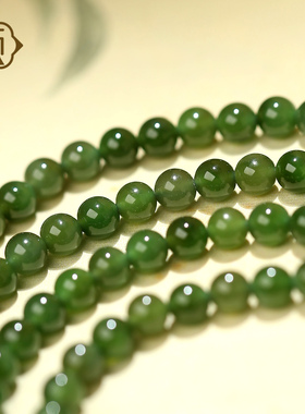 顽石灵莹润碧色收藏级老坑碧玉和田玉多圈925银设计款手链W1-71