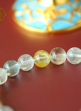 顽石灵 收藏级雪莉酒的琥珀色托帕石彩水晶圆珠单圈手串W2-11