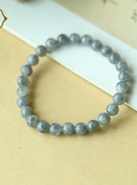 顽石灵 毕业级一级细肉青花料猕猴桃果冻感和田玉手串W1-341