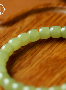 顽石灵越戴越润的小暖宝收藏级细肉黄口和田玉老型珠手串W1-72