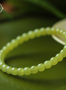 顽石灵毕业级细肉无结构黄口和田玉老型珠单圈手串W2-199