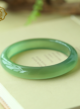 顽石灵 收藏级马达加斯加绿玉髓手镯56.3MM W1-405