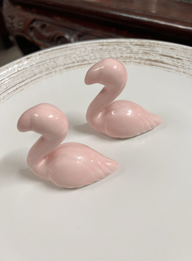 陶瓷迷你小摆件 花盆里的小装饰品 火烈鸟小摆饰 买一送一