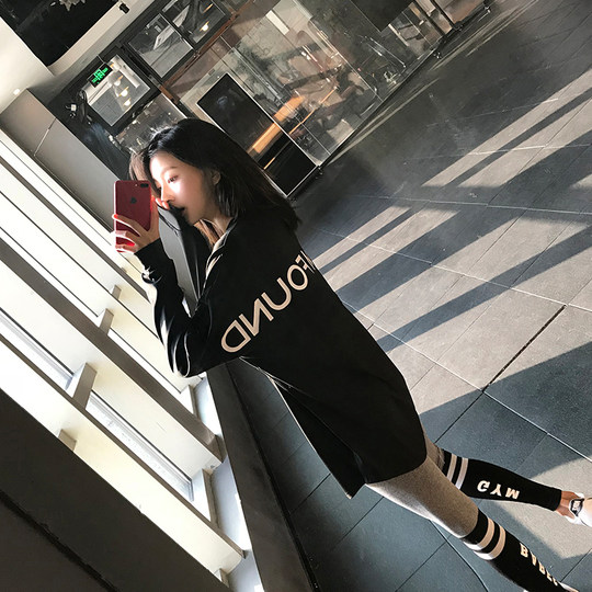 岸非运动 健身房网红运动上衣宽松速干跑步T恤长袖瑜伽服罩衫女