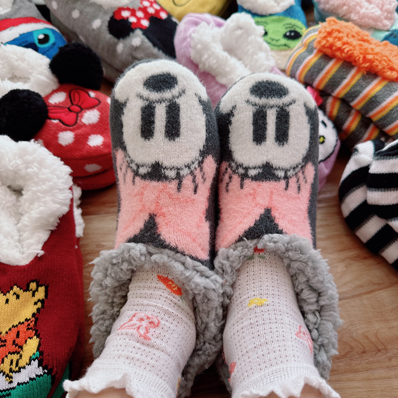 外贸秋冬季加厚保暖防滑软底地板靴卡通女袜套室内棉鞋早教亲鞋,淘宝优惠券,粉丝福利购,淘宝优惠卷